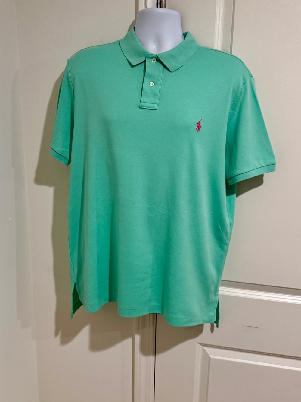 Polo by Ralph Lauren Men's Mint Green Polo with Red Pony